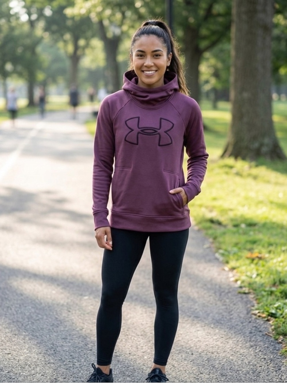 Under Armour Women’s Small Big Logo Hoodie Burgundy ColdGear Loose Fit S Top